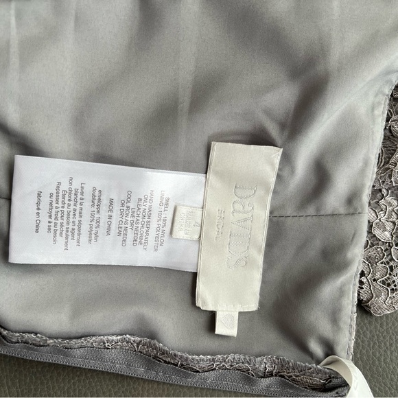 David’s Bridal Elegant Grey Lace Evening Dress maxi dress. - Picture 6 of 7